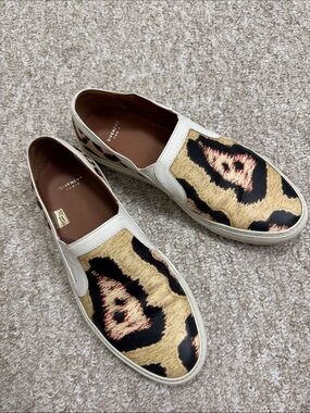 Givenchy Beige, Black & Pink Leopard Slip-On Sneakers